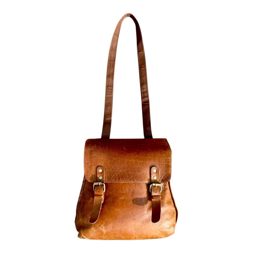Leather Bucket Backpack Or Crossbody Bag in Brown